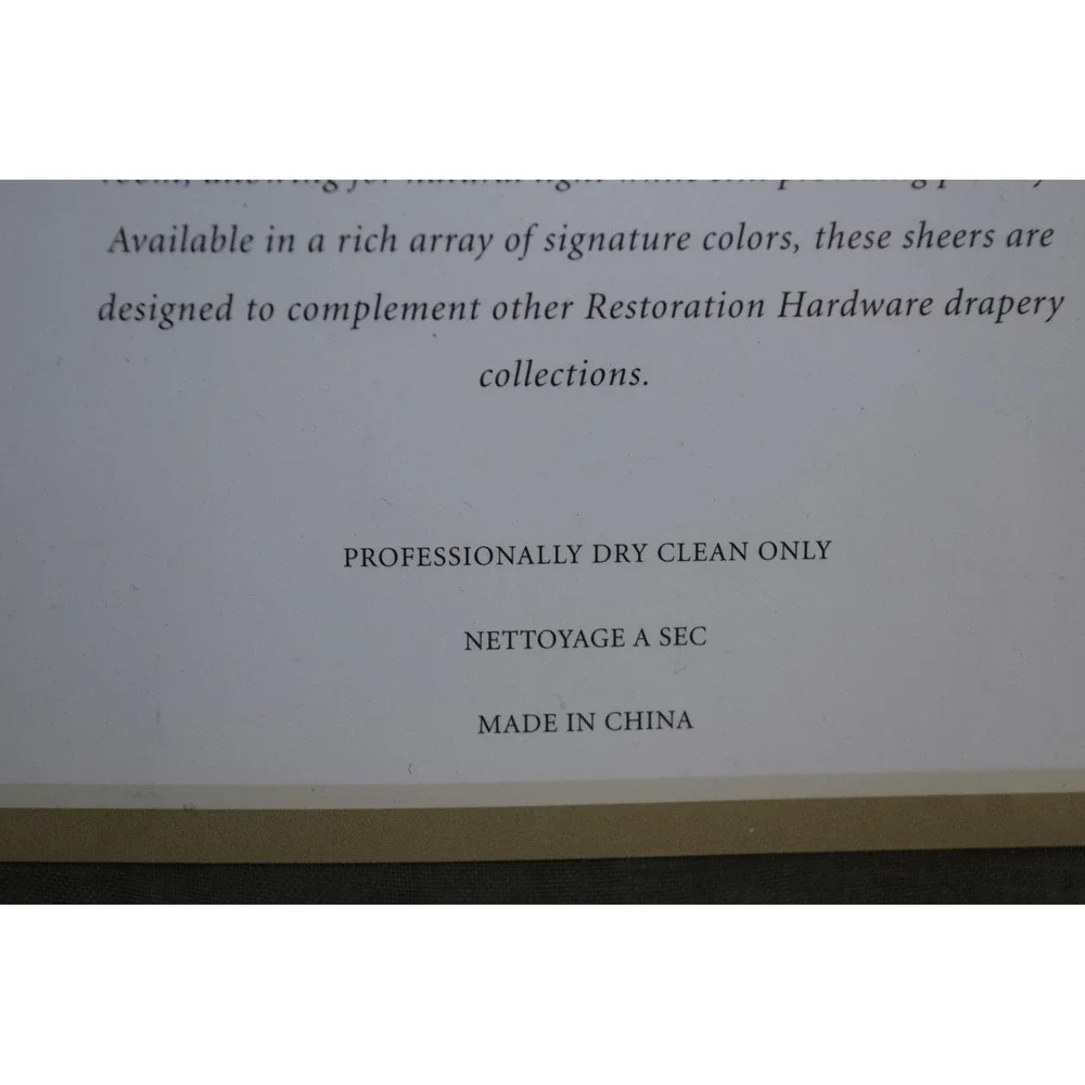 NEW Restoration Hardware Sheer Silk Organza Drape Olive Sage 50x84 Curtain Green